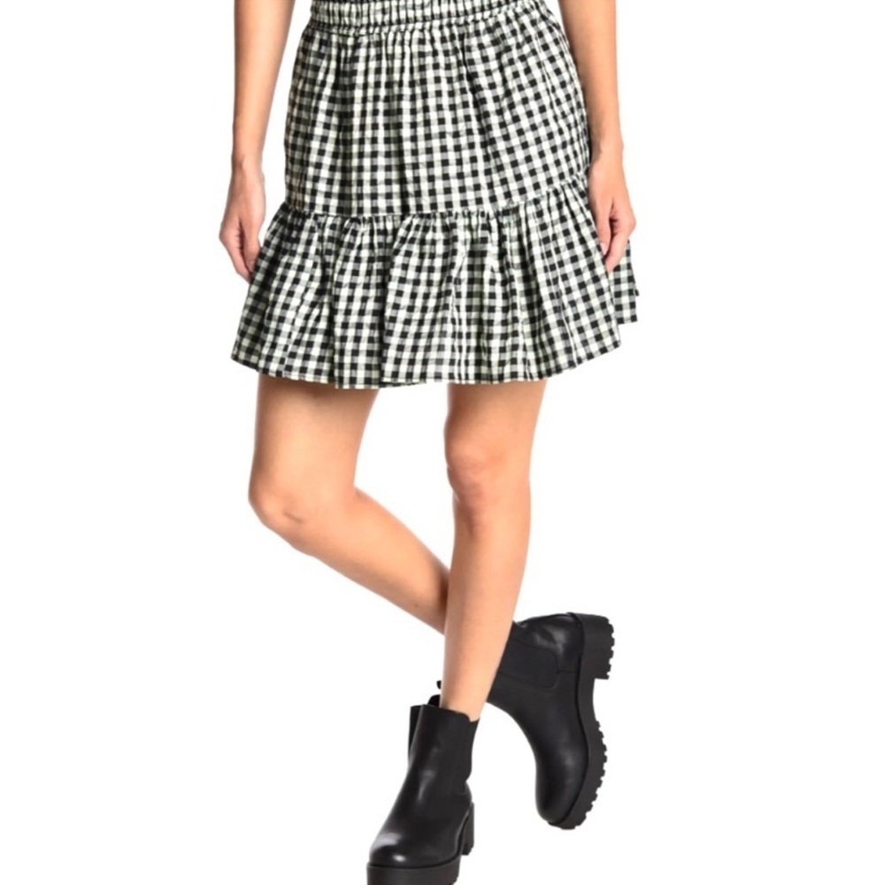 Topshop Black and White Gingham Check Size 2 Mini Skirt